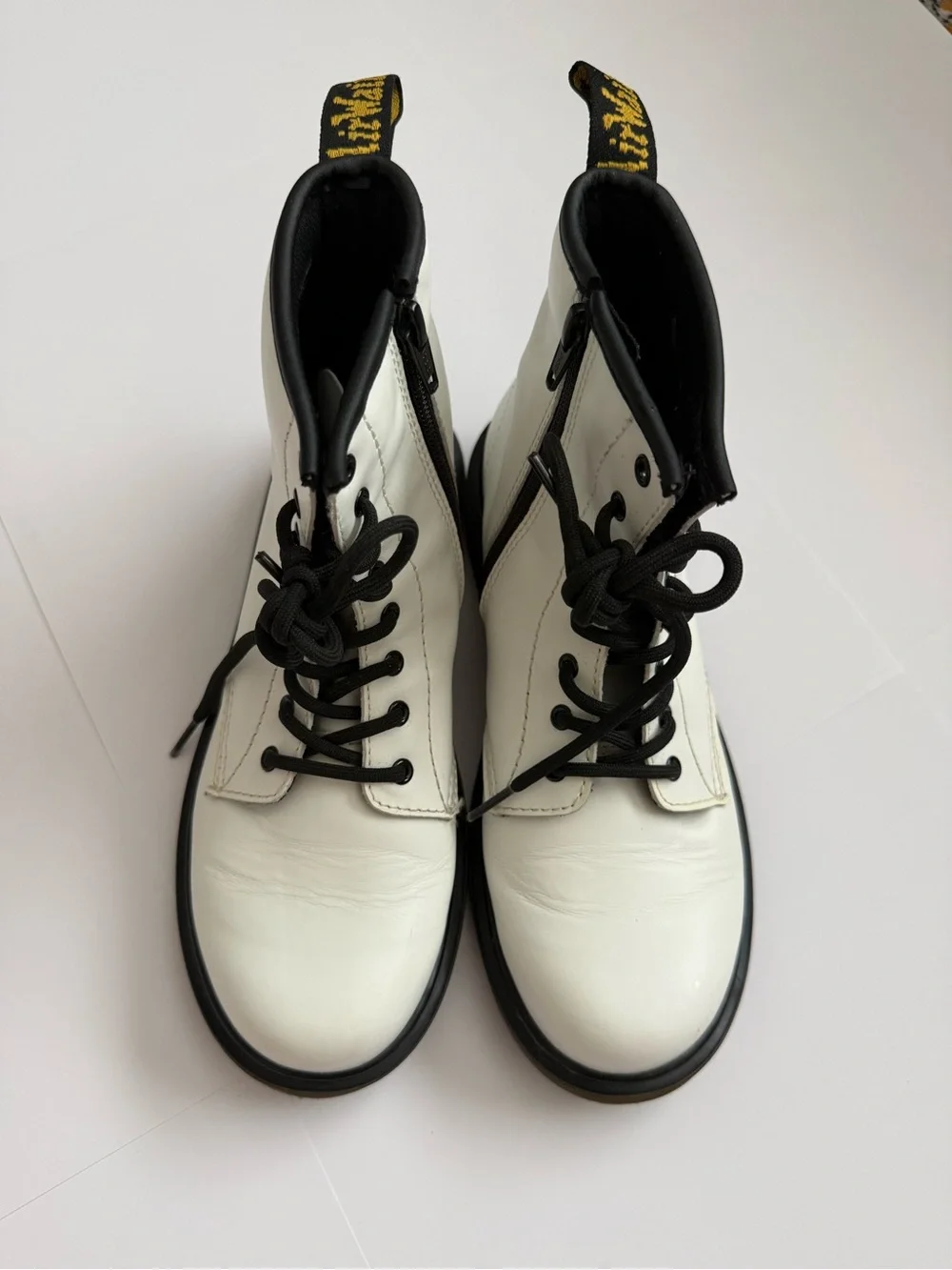 Dr. Martens 1460 Junior White Leather Combat Boots Youth US 4 EU 36 Side Zip